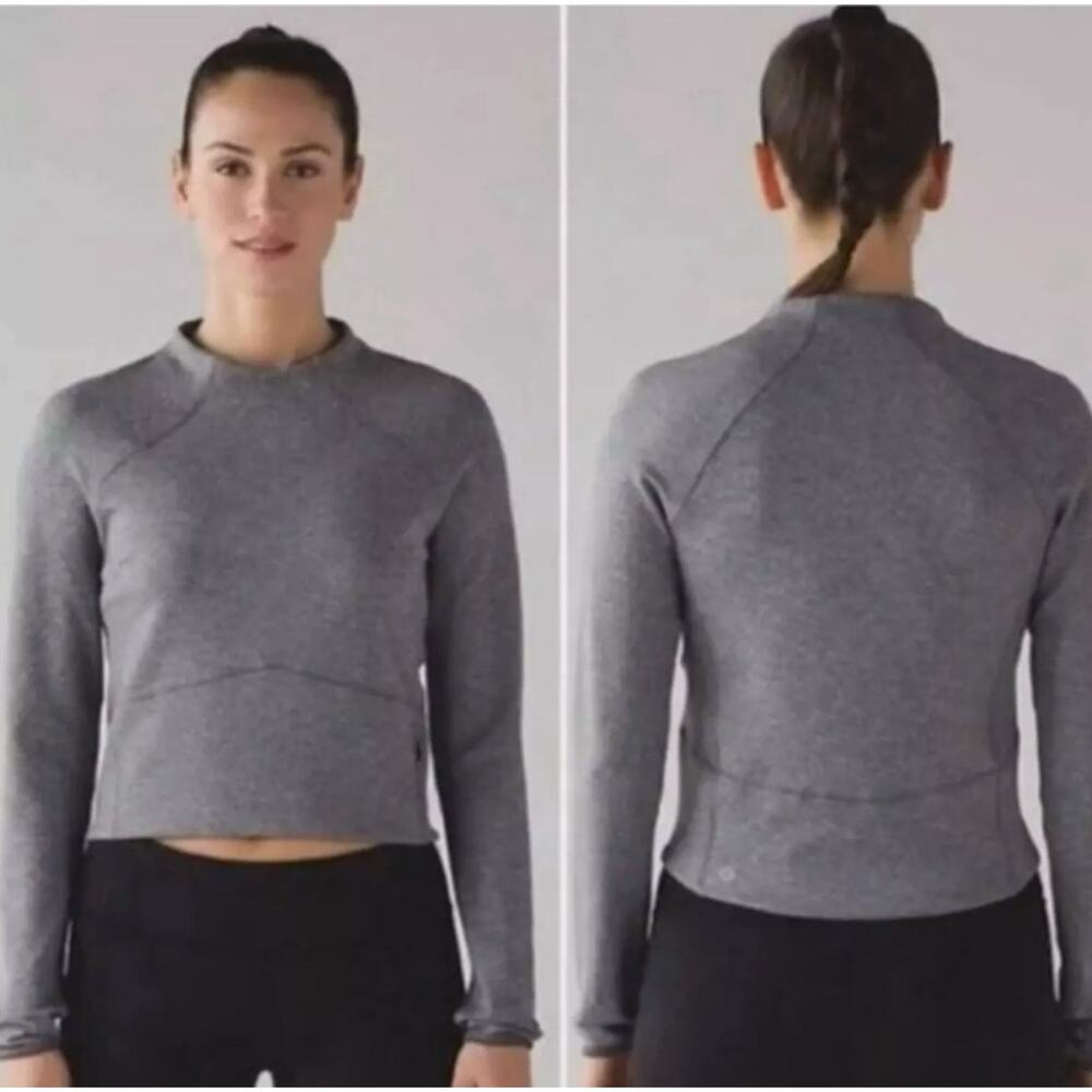 Lululemon Hill and Valley Mock Neck Top Stretch Heathered Slate Grey Women's 2